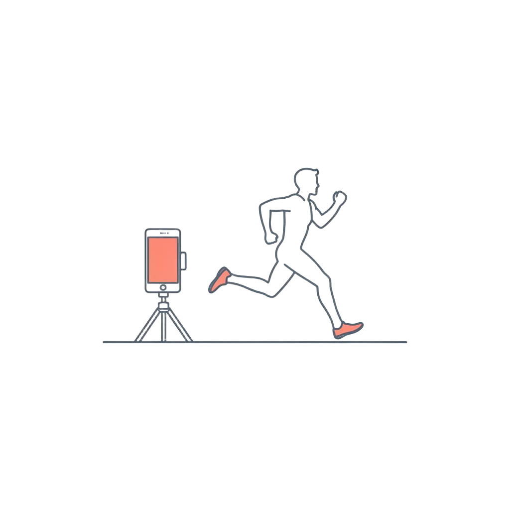 Phone on a tripod filming a runner in side profile